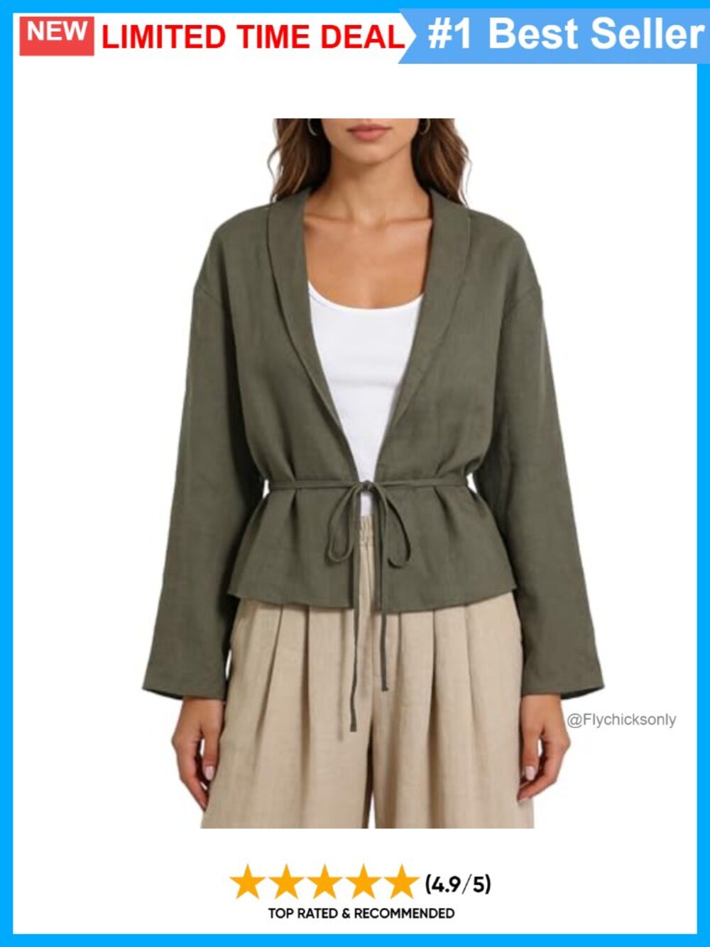 100% Linen Open Front Lightweight Cardigan Long Sleeve Relaxed Fit